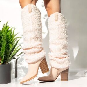 Cream Shearling Ankle Boots